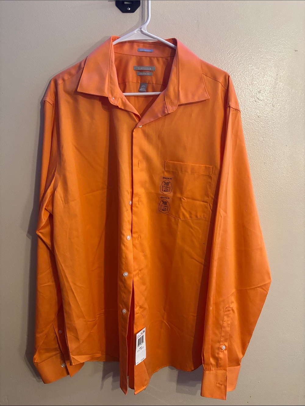 Van Heusen Orange Long-Sleeve Button-Up Dress Shirt